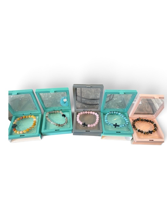 Jewelry - You choose Rose Quartz Stretch Beaded cross Bracelet